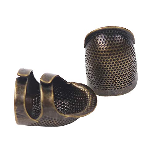Copper Thimble Finger Protector, Antique Finish Metal Brass Fingertip Thimble Sewing Handworking Pin Needles Partner for DIY Crafts Sewing Tools Needlework Accessor (M)