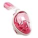 UooCooL 180° Full Face Snorkel Mask- Panoramic view Snorkeling Mask For Adults And Kids, Breathe freely With Anti Fog And Anti Leak Design, See More with a Larger Viewing Area (Pink, Kid)