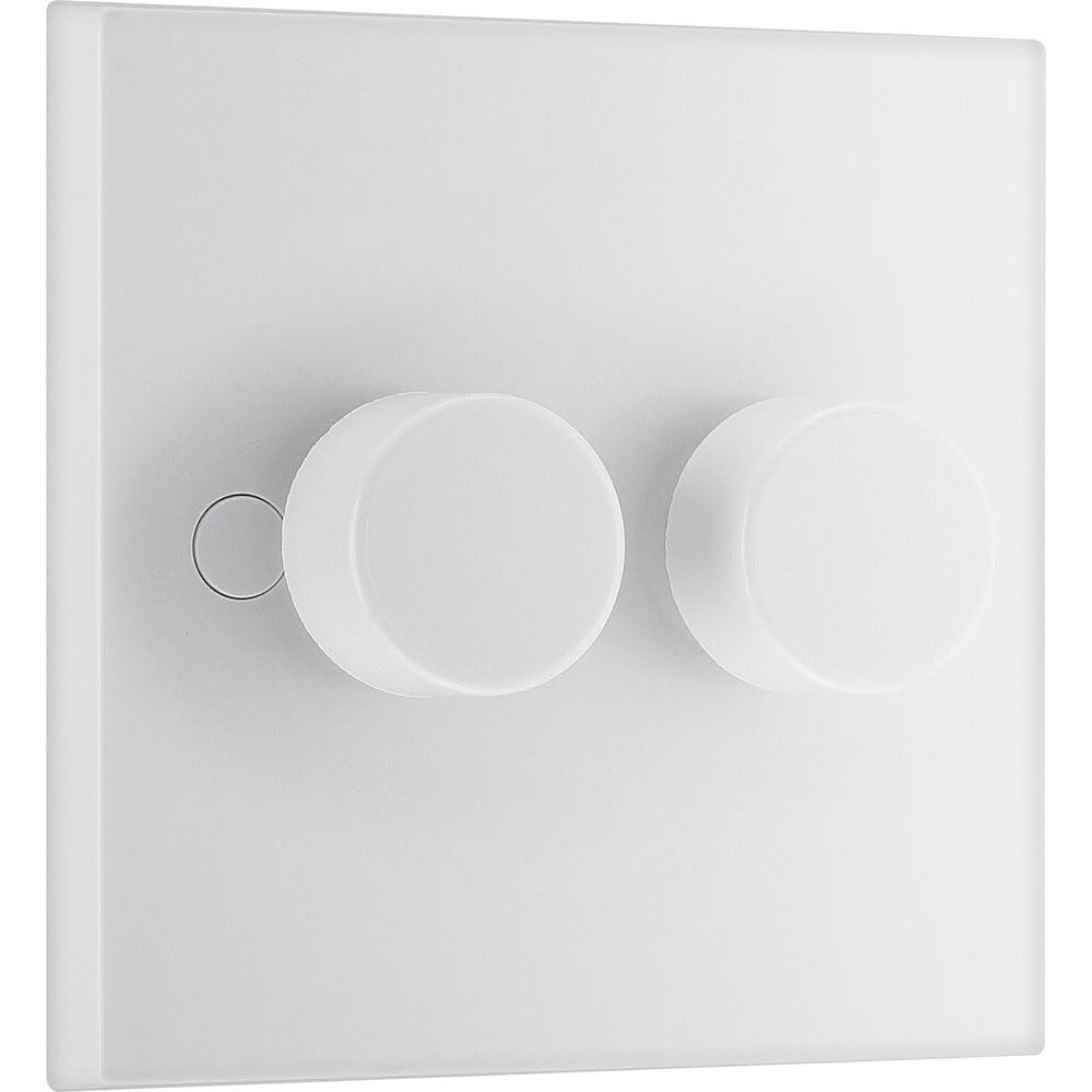 BG Electrical Intelligent Double Wall Dimmer Switch, 2 Way, Square Edge, Nexus 900 Series, White Moulded, 200W, 982