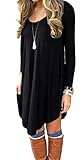 DEARCASE Women's Long Sleeve Casual Loose T-Shirt Dress Black S