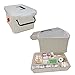 Decor Hut First Aid Kit with Clear cover, Black Handles Removable Inner Tray 7 Slot Organizer for Band Aid & Creams Sewing and Fishing Kit Supplies Organizer
