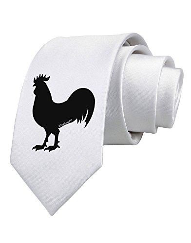TooLoud Rooster Silhouette Design Printed White Neck Tie