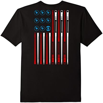 Men's Billiards 9 Ball Pool American Flag Funny Shirt 2XL Black
