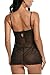 Avidlove Women Lingerie 2 Pieces Strap Sleepwear Lace Chemise See-Through Babydoll Black M