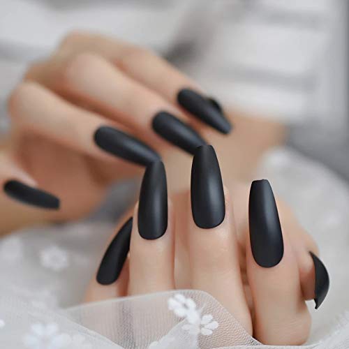 EDA LUXURY BEAUTY DARK BLACK MATTE GLAMOROUS DESIGN Full Cover Press On Gel Glitter Artificial Nail Tips Acrylic Extreme False Nails Extra Long Ballerina Ballet Coffin Square Super Fashion Fake Nails 3 EDA LUXURY BEAUTY DARK BLACK MATTE GLAMOROUS DESIGN Full Cover Press On Gel Glitter Artificial Nail Tips Acrylic Extreme False Nails Extra Long Ballerina Ballet Coffin Square Super Fashion Fake Nails