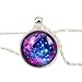 Galaxy Necklace,blue Purple Star Galactic Cosmic Moon Necklace Wedding Necklace