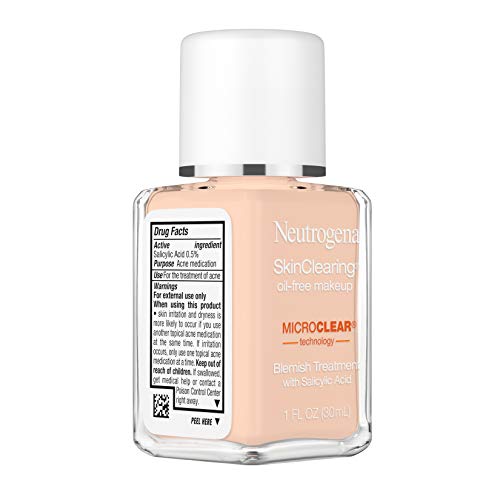 NEUTROGENA SKINCLEARING OIL-FREE ACNE AND BLEMISH FIGHTING LIQUID FOUNDATION WITH SALICYLIC ACID ACNE MEDICINE, SHINE CONTROLLING, FOR ACNE PRONE SKIN, 80 MEDIUM BEIGE, 1 FL. OZ
