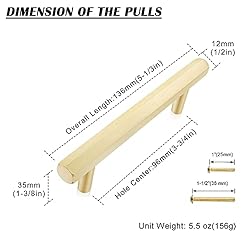 QOGRISUN 2-Pack Solid Brass Cabinet Pulls Hexagon
