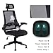 KADIRYA High Back Ergonomic Mesh Office Chair with Mesh Seat - Adjustable 90-110 Degree Tilt Lock, Flip-up Armrest, Lumbar Support and Headrest Computer Desk Task Chair, Black