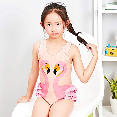 Baby Toddler Girl Unicorn Swimsuit-One Piece Swimwear Infant Sunsuits Bathing Suits (Pink Flamingo, 1-2T) - Thumbnail 4
