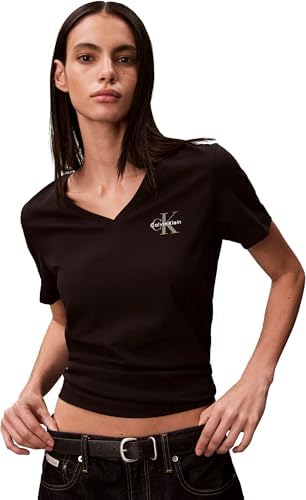 Donna T-Shirt Maniche Corte Confezione da 2 Logo Tee con Scollo a V, Multicolore (Cradle Pink/Black), XL