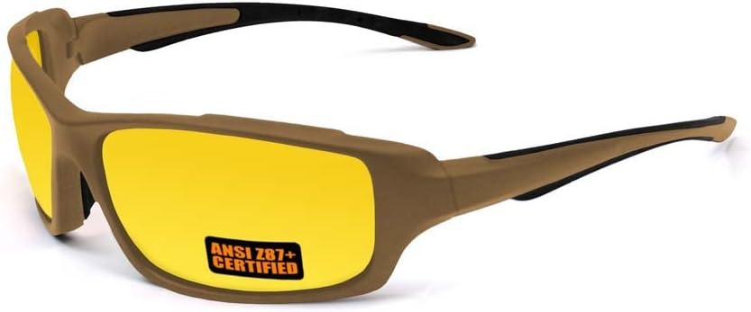 2017 Maxx Sunglasses SS2 Coyote Brown Full Frame with Ansi Z87+ Yellow Lens