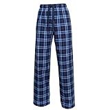 Boxercraft Plaid 100% Cotton Flannel Pant w/Pockets, YOUTH Navy/Light Blue-M