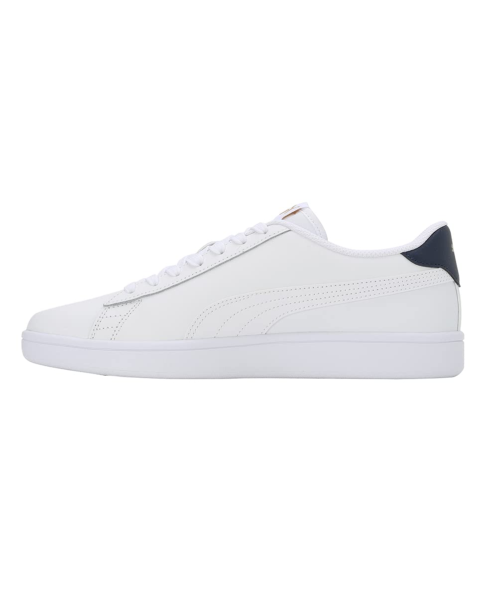 PUMA Unisex Puma Smash v2 L Low-Top, Puma White-Puma White-Peacoat-Puma Team Gold, 44 EU 2