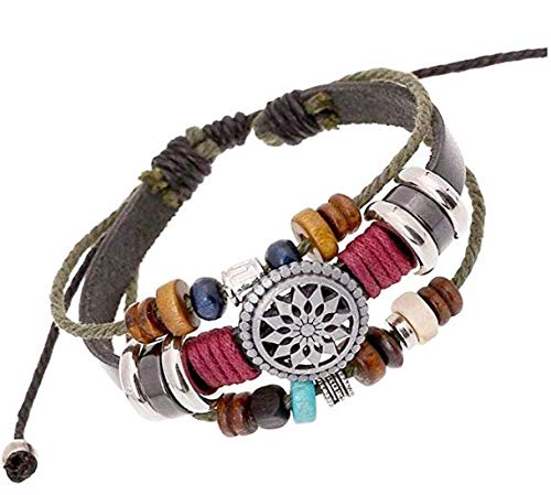 Nurbo Women Lady Men's Bohemia Style Beaded Multilayer Hand Woven Bracelet Pendent Charm Wrist Bangle Wristband Fashion Jewelry
