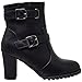Women's Ankle Boot Black Buckle Strap Block Heel Booties Black SZ 8.5