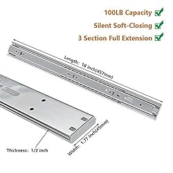 LONTAN 1 Pair Full Extension Drawer Slides 18 inch