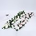 6 Feet Artificial Rose and Lily Garland, Artificial Silk Rose Lily Flower Ivy Vine Leaf Hanging Garland Wreath Garland for Home Wedding Wall Decor Lily (White)