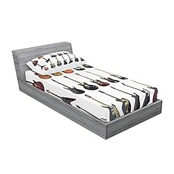 Ambesonne Music Fitted Sheet & Pillow Sham
