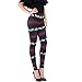 Ensasa Womens Autumn Winter Snowflake Graphic Printed Stretchy Leggings Pants, Black Red Reindeer Medium