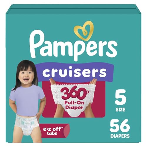 Pampers Diapers - Cruisers 360 - Size 5, 56 Count, Babyproof up to 100% Leakpro…