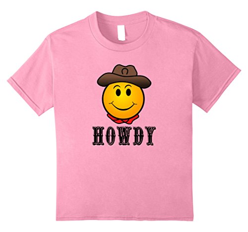 Kids Cowboy Howdy Emoji T shirt Western Rodeo Tee 10 Pink