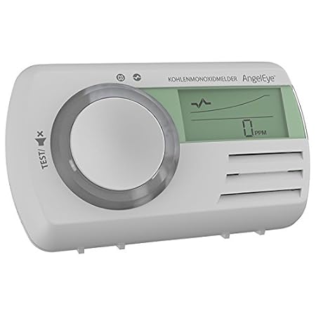 AngelEye CO Melder 7Jahre Batterie Kohlenmonoxidwarnmelder mit multifunktionalem LCD-Display + FiduciaShop Thermometer Gratis