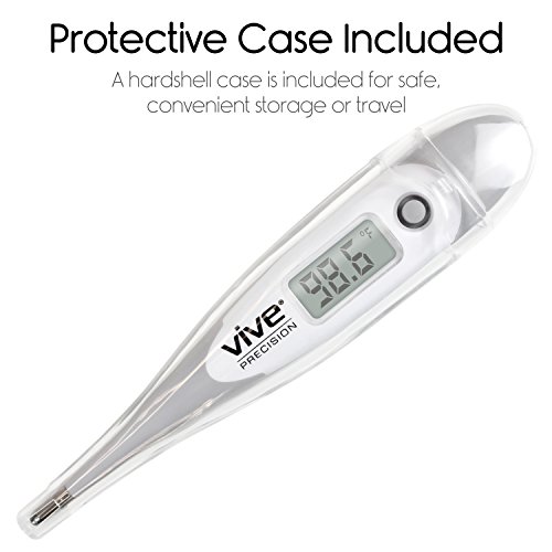 Digital Oral Thermometer by Vive Precision - Electronic Basal Body Temperature Monitor for Fevers - Fast, Quick Reading, Accurate, Waterproof, Medical Rectal Thermometer - For Adults and Children - Thumbnail 4