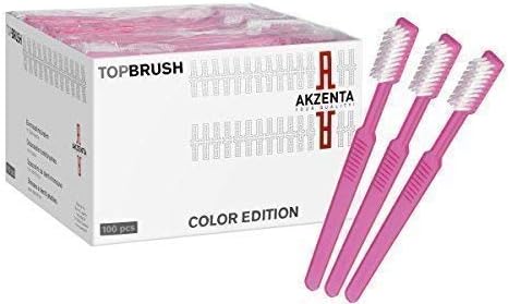 Disposable Toothbrushes Disposable Toothbrushes Toothbrush with Toothpaste Toothpaste 100 Piece Travel Toothbrush by Akzenta Various Colours W5 - Shocking Pink