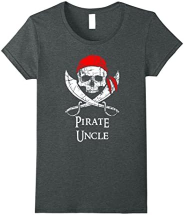 Womens Pirate Uncle Family Jolly Roger Skull Crossbones T-Shirt Small Dark Heather