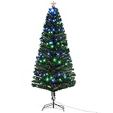 7' Artificial Holiday Fiber Optic / LED Light Up Christmas Tree w/ 8 Light Settings and Stand