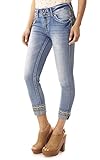 WallFlower Luscious Curvy Crop with Ankle Embroidery in Breah Size:5