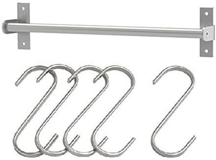 Amazon Com Ikea Juego De Organizador De Cocina De Acero Inoxidable Riel De 31 5 Pulgadas 5 Ganchos Color Plateado Home Kitchen