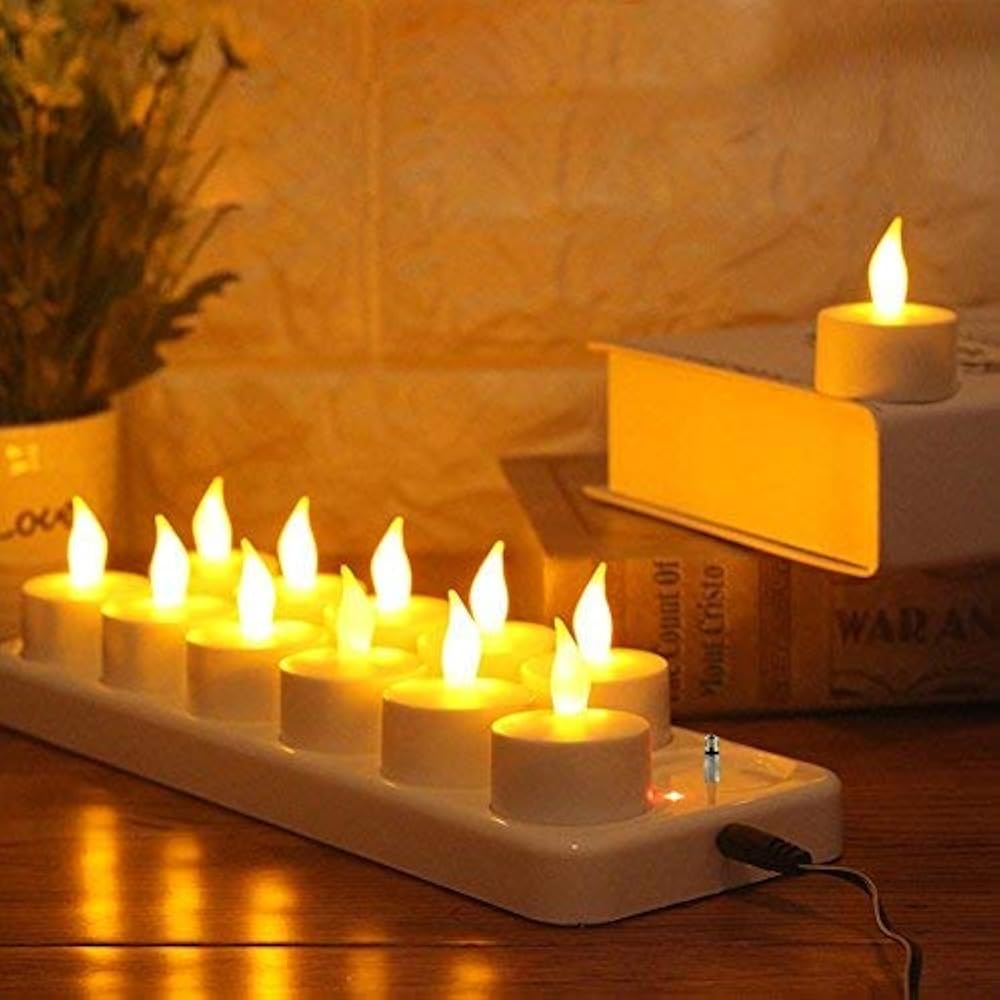 Flameless Candles Rechargeable Base Led Flickering LED Tea Lights