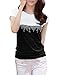Allegra K Women Rhinestone Decor Front Scoop Neck Short Sleeve Shirt
