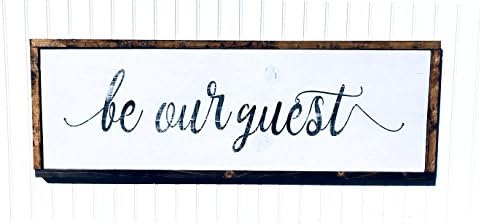 Be Our Guest Wood Sign hand painted guest room wood sign, distressed rustic wood sign for man cave or home decor.