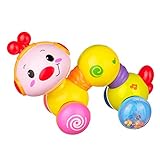 Coolecool Press and Crawl Cute Creeping Worm Baby Toys 6 to 12 Months Toddler Activity Toys with Smiling Face, Sweet Music and Pretty Lights (Multicolored)