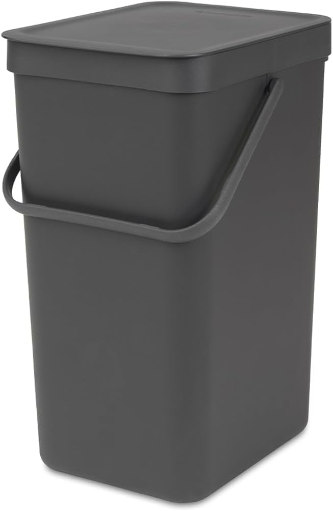 Brabantia Sort & Go 16L Waste Bin Grey Space-Saving Kitchen Bin