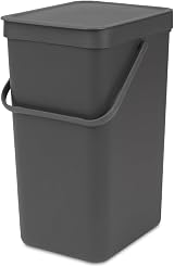 Brabantia Sort & Go 16L Waste Bin Grey Space-Saving Kitchen Bin