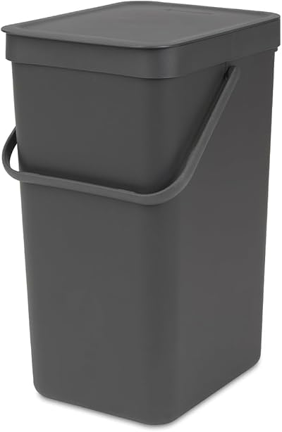 Brabantia Sort & Go 16L Waste Bin Grey Space-Saving Kitchen Bin