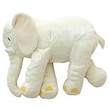MorisMos Stuffed Elephant Plush Pillow Toy Off-white 24 inch/60cm