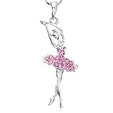 SoulBreezeCollection Light Pink Dancing Ballerina Dancer Ballet Pendant Necklace Charm (Pink)