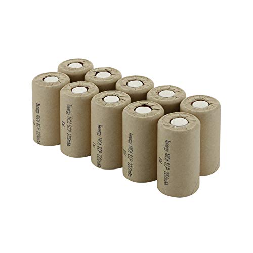 Box of 10 NiCd SubC 2200mAh Rechargeable battery Flat Top Paper Wrapped