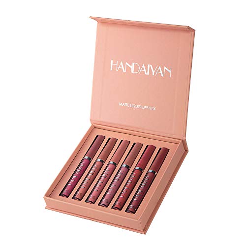 LANGMAN Lip Gloss Set, 6PCS Nude Liquid Lipstick Moisturizer Smooth, Waterproof with Clear Lip Gloss for Women (A)