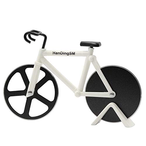 Bicycle Pizza Cutter Wheel,Bike Pizza Slicer Dual Stainless Steel Non-stick Cutting Wheels With a Stand best for Holiday Vacation Housewarming Cool Kitchen Gadget Cool Men's Gift - Thumbnail 6