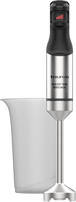 Liquidificador profissional Rocket 1500 Nero Inox 1500W com regulador sem degraus Vara de lâmina em aço inoxidável Toque suave com proteção contra salpicos Exaustor Lavar loiça Seguro para lavar loiça Uso diário Uso fácil