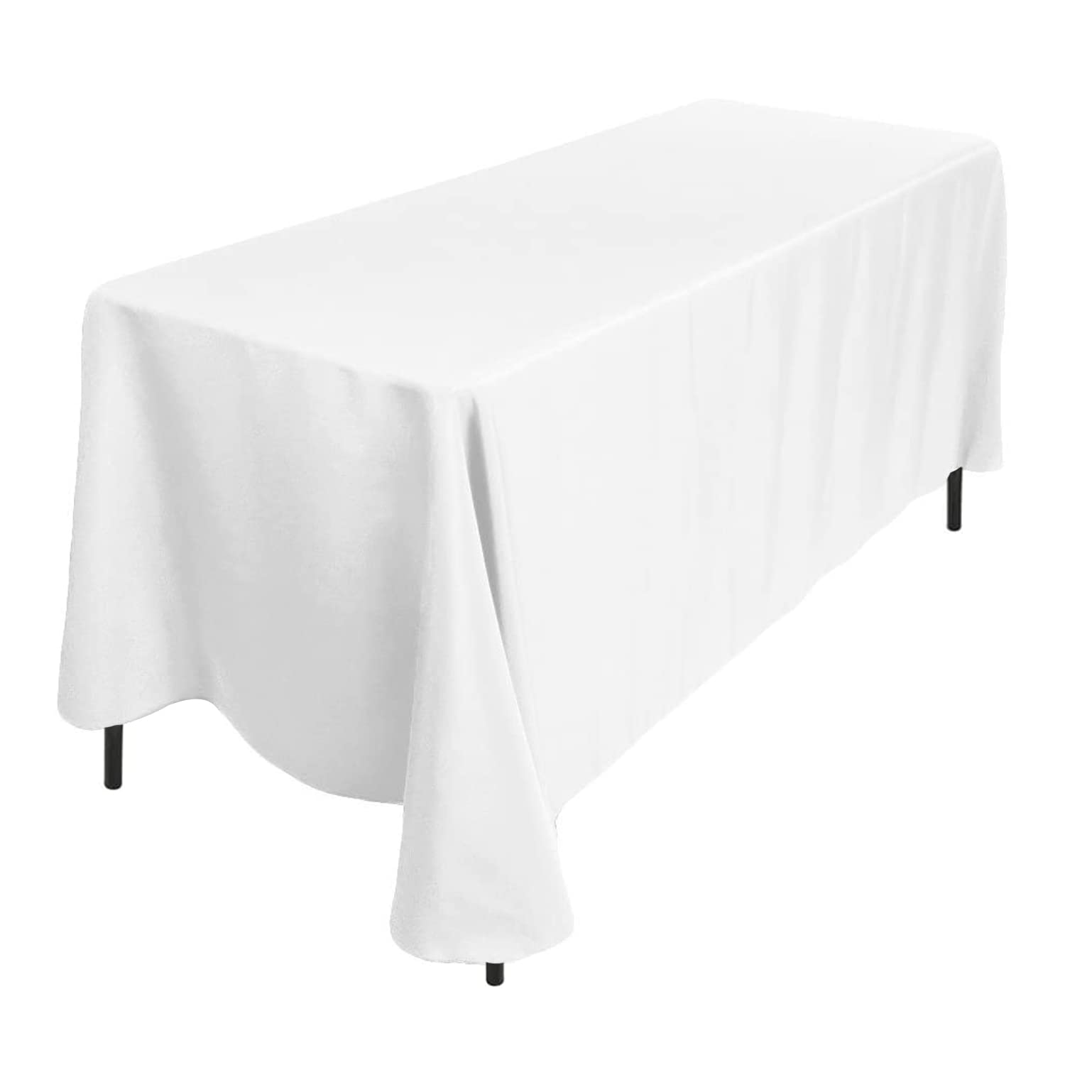 Trimming Shop Rectangle Cotton-Polyester Tablecloth, 90" x 156" Premium Linen Table Cover, Washable Fabric Table Cloth for Dining Table, Banquets, Weddings, Parties, White, 1pc — image 1