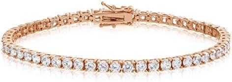 Sterling World Women's 3MM Round Cubic Zirconia Rose Gold Tennis Bracelet