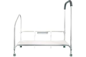 step2bed Bed Rails for Elderly with Adjustable Height Bed Step Stool & LED Light for Fall Prevention - Portable Medical Step Stool Comes with Handicap Grab Bars