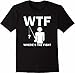 tees geek WTF Where's The Fish Men's Funny Fishing T-Shirt - (X-Large) - Black